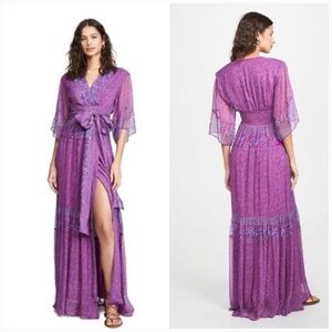 ba&sh Paris Maya Faux Wrap Dress in Botanical Fuschia